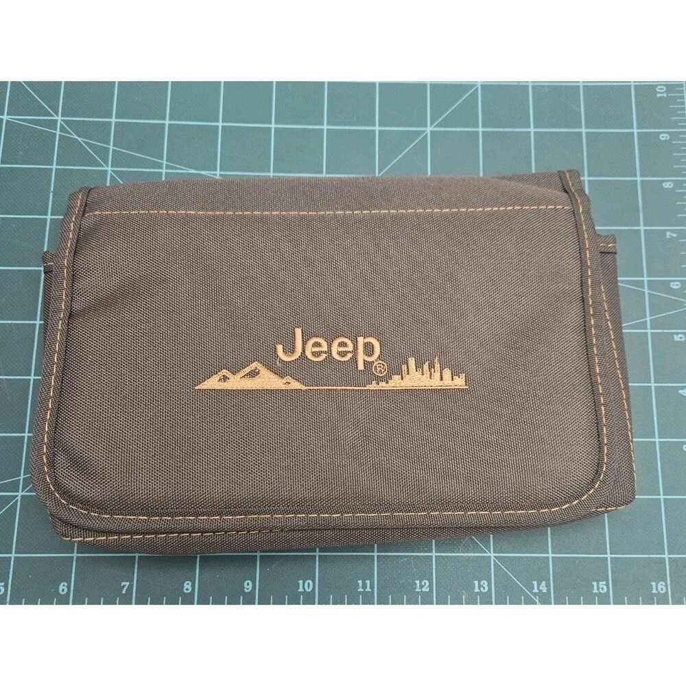 OEM Jeep Owner’s Manual Case Document Holder Glove Box Pouch Empty Brown Orange